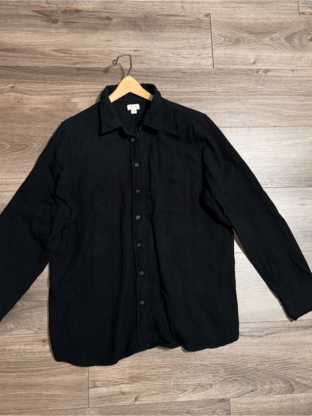 J. Crew Cotton Top Black Button Down Gauze